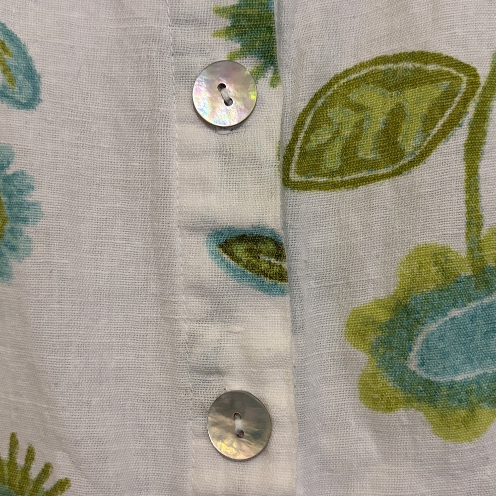 Hot Cotton 3X Linen Cotton Camp Shirt Button Up Botanical Floral Print Boxy Fit - Picture 5 of 8